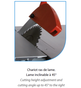 SCIE SUR TABLE D.255 AVEC CHARIOT RAS DE LAME SST256