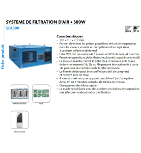 Système de filtration Max 1774m3/h pour ateliers SFA300 Leman