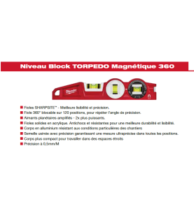 NIVEAU BLOCK TORPEDO 360 25CM MAGNÉTIQUE