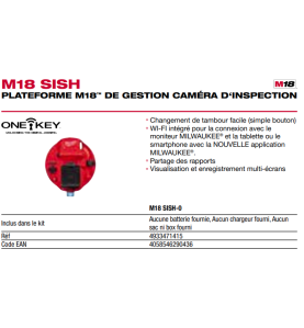 M18 SISH-0 - Plateforme de gestion caméra d’inspection, 18V, sans batterie