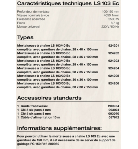 Mortaiseuse à chaîne LS 103 Ec avec garniture 28 x 40 x 150 mm