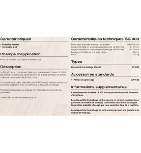 Dispositif d’entaillage SG 400 pour mortaiseuse à chaîne LS 103 Ec