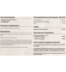 Dispositif d’entaillage SG 500 pour mortaiseuse à chaîne LS 103 Ec