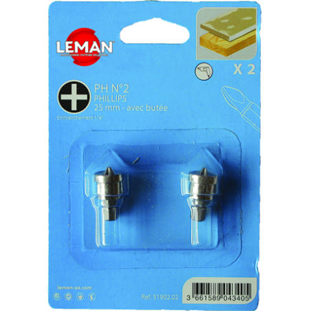 Lot De 2 Embouts Avec Butee Pour Placo  ref 51902.02 Leman