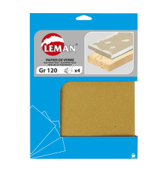 Vente de 4 FEUILLES PAPIER DE VERRE 230X280 GR 40 Leman, numéro 7558 / mn_PV.00 à 2,08 €HT soit 2,49 €TTC. 