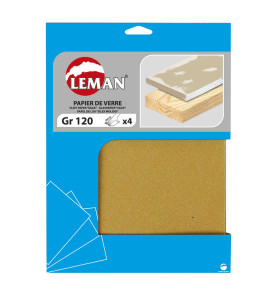 Vente de 4 FEUILLES PAPIER DE VERRE 230X280 GR 40 Leman, numéro 7558 / mn_PV.00 à 2,08 €HT soit 2,49 €TTC. 