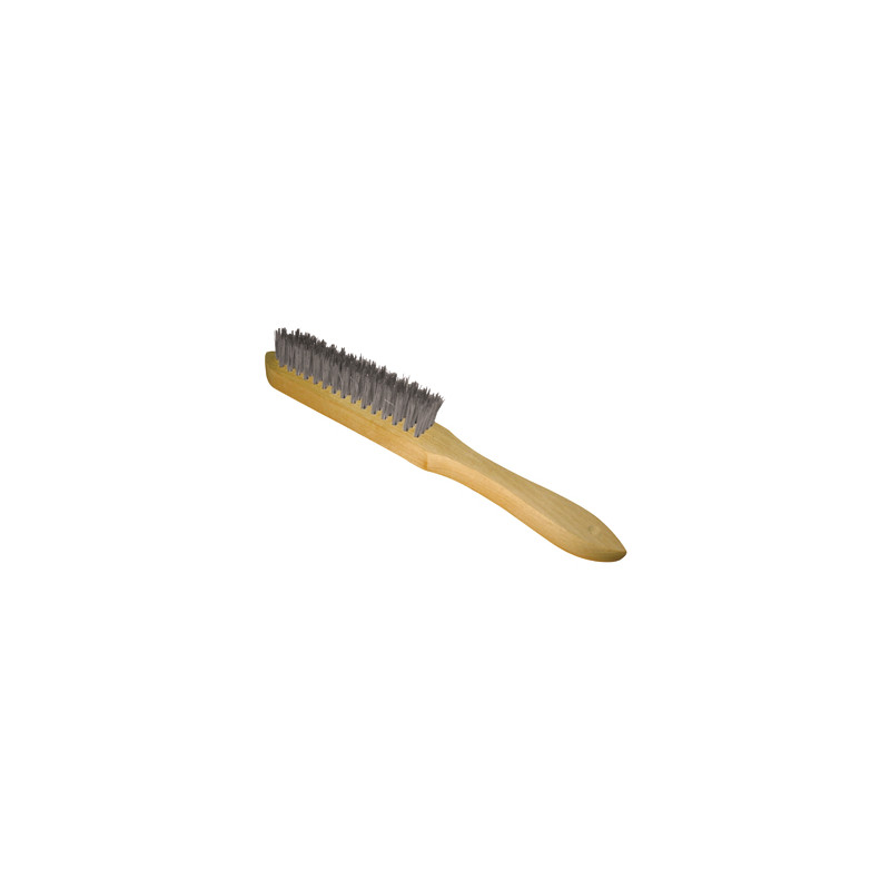 Brosse Manche Bois 295X145X25 Fil 0,35 Acier Dr Manuelle ref 720.292 Leman