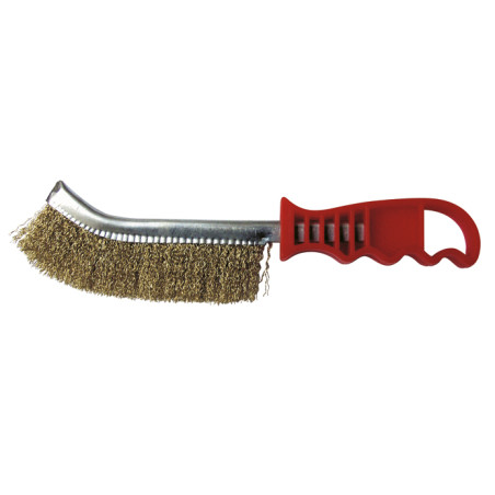 Vente de BROSSE MANUELLE DEMI-LUNE 265x140x25 FIL 0.30 acier laitonné Leman, numéro 9389 / mn_740.216 à 3,33 €HT soit 3,99 €TTC.