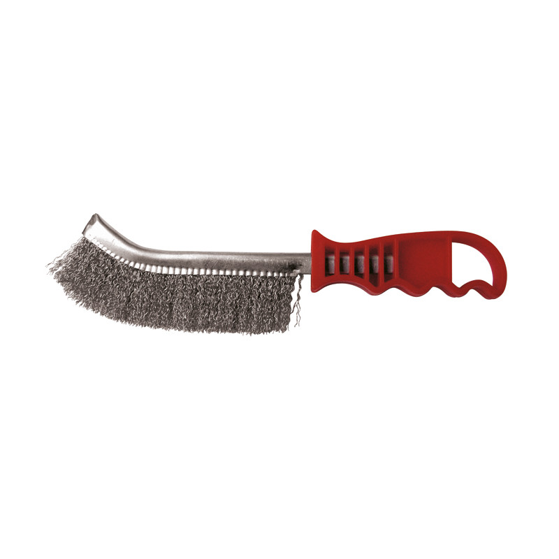 Brosse Demi-Lune 265X140X25 Fil 0.30 Acier Ondule Manuelle ref 740.226 Leman