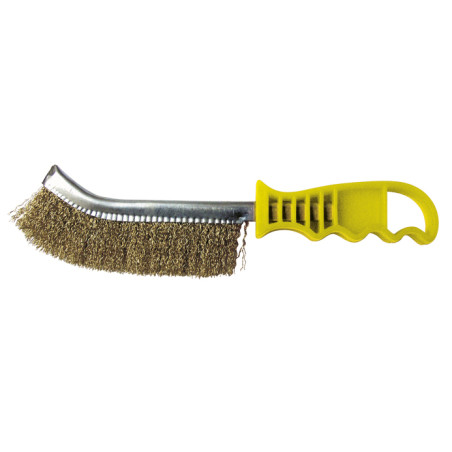 Vente de BROSSE MANUELLE DEMI-LUNE 265x140x25 FIL 0.30  LAITON ondulé Leman, numéro 9392 / mn_740.246 à 6,24 €HT soit 7,49 €TTC.