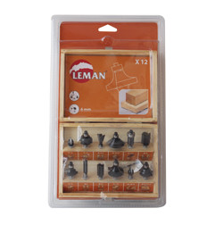 Vente de COFFRET 12 Méches de défonceuse carbure assorties Queue 6 mm Leman, numéro 9520 / mn_416.700.12 à 27,91 €HT soit 33,49 