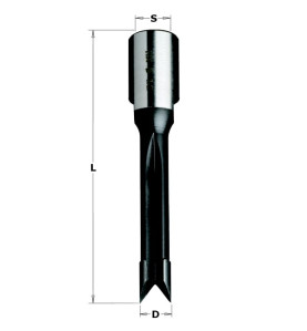 Vente de Mèches à mortaiser et percer pour défonceuses - D : 16 - L : 100 - S : M12x1  - Rotation : DROITE CMT, numéro 1695 / cm