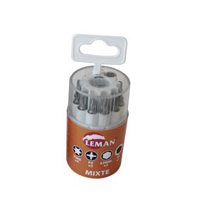 Vente de COFFRET DE 9 Embouts de vissage PZ - TORX - Hexagonal + Porte-embout Leman, numéro 14548 / mn_REF.MIXTE à 8,33 €HT soit