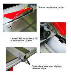 Scie Sur Table D315 Avec Inciseur + Chariot De 2M  ref SST315 Leman