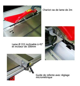 SCIE SUR TABLE D.315 AVEC INCISEUR ET CHARIOT DE 2M   SST315