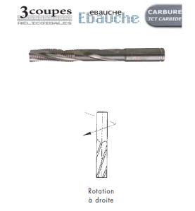 MECHE HM MASSIF DIAM.16X45/95X150 Z3 EBAUCHE  DROITE-POSITIVE