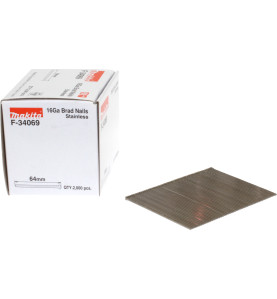 Vente de Clou64mm(2000)16ga inox gf600 acc.makita, numéro 22102 / makita-accessoires_F-34069 à 12,17 €HT soit 14,61 €TTC. 