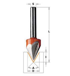 Vente de Fraises à pointe laser (35°) - D : 12.7 - l : 11 - A : 60° - Z : 3 - L : 57.2 - S : 8 - Rotation : DROITE CMT, numéro 3