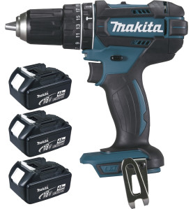 Perceuse visseuse à percussion 18 V Li-Ion 4 Ah Ø 13 mm (3 batteries) Makita ref DHP482RM3J