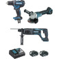 Ensemble de 3 machines 18 V Li-Ion 4 Ah  (DDF482 + DGA504 + DHR241) MAKITA DLX3078MJ