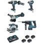 Ensemble de 5 machines 18 V Li-Ion 5 Ah  (DTD154 + DGA506 + DHR243 + DHS680 + DHP481) MAKITA DLX5038PTJ