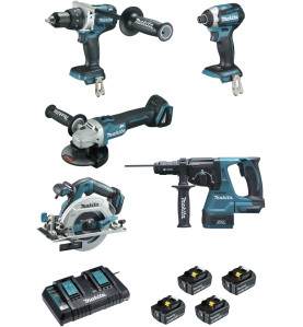 Ensemble de 5 machines 18 V Li-Ion 5 Ah  (DTD154 + DGA506 + DHR243 + DHS680 + DHP481) Makita ref DLX5038PTJ