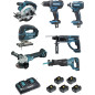 Ensemble de 7 machines  (DDF482 + DTD152 + DGA504 + DSS610 + DHR202 + DJR186 + DJV180) MAKITA DLX7013PT1