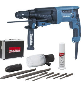 Perfo-burineur SDS-Plus 800 W 26 mm (coffret alu + kit d'accessoires) Makita ref HR2630TX4