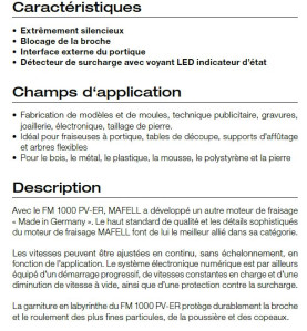 Moteur de fraisage FM 1000 PV-ER