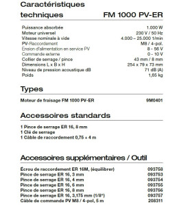 Moteur de fraisage FM 1000 PV-ER