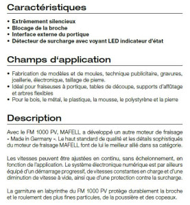 Moteur de fraisage FM 1000 PV