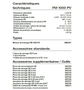 Moteur de fraisage FM 1000 PV