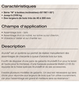 Gabarit de fraisage Arunda 120N Midi - Serie N Inclinable