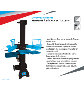 Lot Scie à buche LOSAB601LC + Fendeuse 8T LOFEV082 + Range bûche acier offert