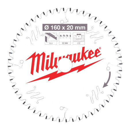 Vente de LAME SCIE CIRCULAIRE BOIS 160X20X2,2/52 PLATE Milwaukee, numéro 72123 / mlwk_4932471292 à 58,33 €HT soit 69,99 €TTC. 