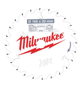 Vente de LAME SCIE CIRCULAIRE BOIS 165X20X2,2/24 ALTERNEE Milwaukee, numéro 72125 / mlwk_4932471294 à 29,16 €HT soit 34,99 €TTC.