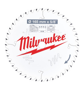 Vente de LAME SCIE CIRCULAIRE BOIS 165X15,87X1,6X40 ALTERNEE Milwaukee, numéro 72145 / mlwk_4932471312 à 29,16 €HT soit 34,99 €T