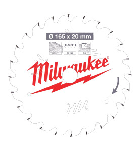 Vente de LAME SCIE CIRCULAIRE BOIS 165X20X1,6X24 ALTERNEE Milwaukee, numéro 72146 / mlwk_4932471931 à 37,91 €HT soit 45,49 €TTC.