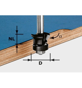 Festool Fraise à chanfreiner/affleurer HW S8 D24/0° +45°