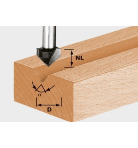 Festool Fraises à rainurer en V HS S8 D14/7/90°