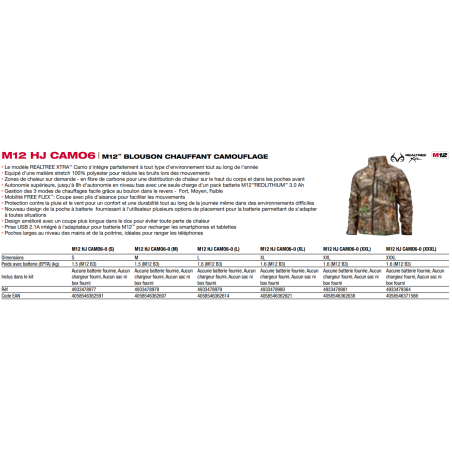 M12 HJCAMO6-0 - BLOUSON CHAUFFANT CAMOUFLAGE