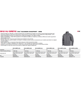 M12 HJGREY5-0(S) Blouson Chauffant Gris Gen III sans batterie ni chargeur - taille (S)