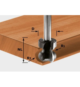 Fraise pour poignée moulurée HW S8 D22/16/R2,5+6 Festool