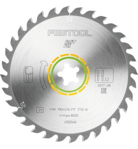 Lame de scie circulaire HW 190x2,6 FF W32 WOOD UNIVERSAL Festool