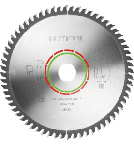 Lame de scie circulaire HW 225x2,6x30 TF64 LAMINATE/HPL Festool